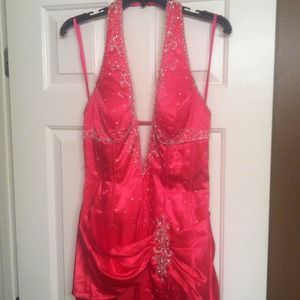 💥REDUCED PRICE💥Pink silk beaded prom dress