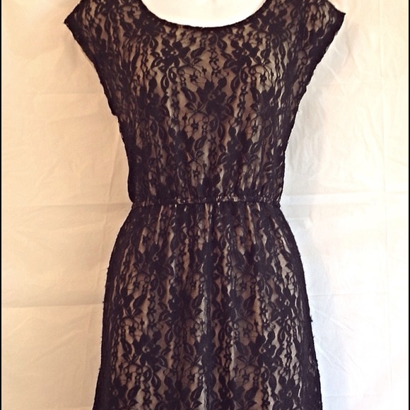 ••SOLD••Vintage 90's Black Lace/Nude Dress