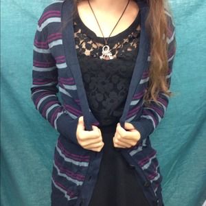 Nordstrom's Navy cardigan with stripes