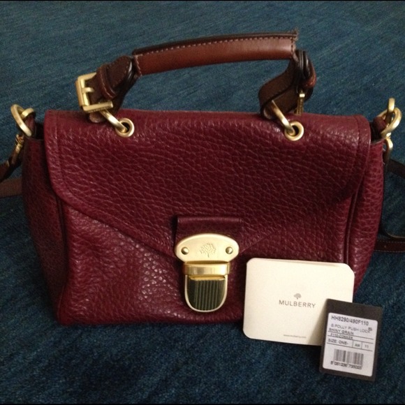 SOLD! Mulberry small polly push lock bag burgundy