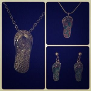 BUNDLE! Two Flipflop Necklaces & Matching Earrings