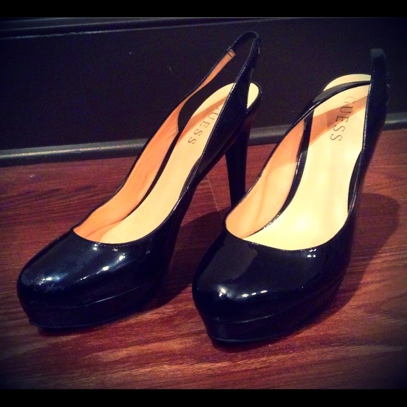 Black Guess Sling Back Pumps Size 6.5 - Picture 1 of 3