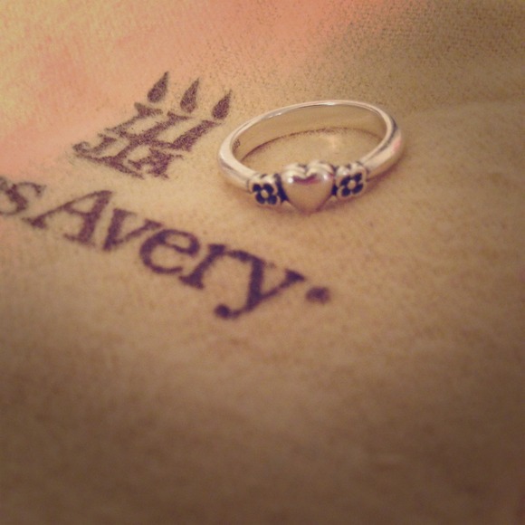 James Avery Heart with two flowers ring.