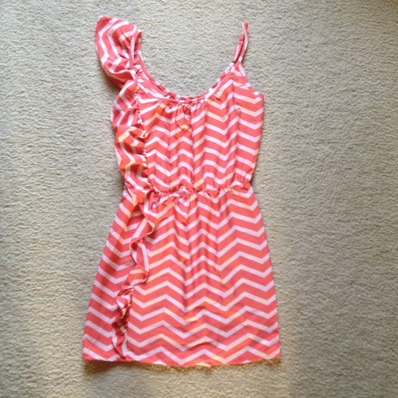 Coral Chevron Dress