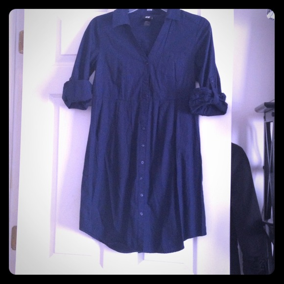 H&M navy button up dress sold