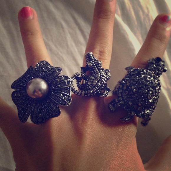 Turtle, Alligator, and Flower Rings