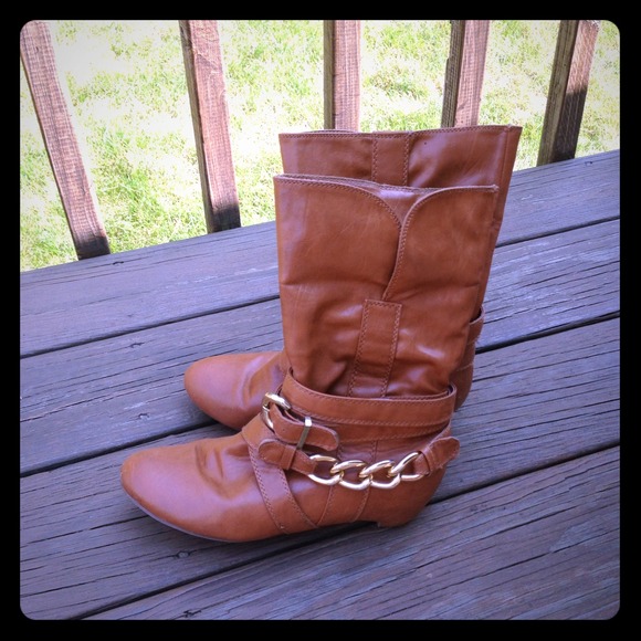 Brown Faux Leather Boots