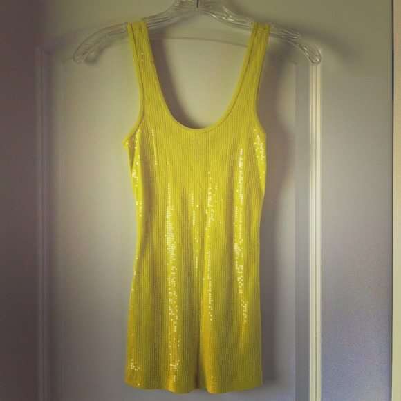 Neon yellow sequin tank **REDUCED**