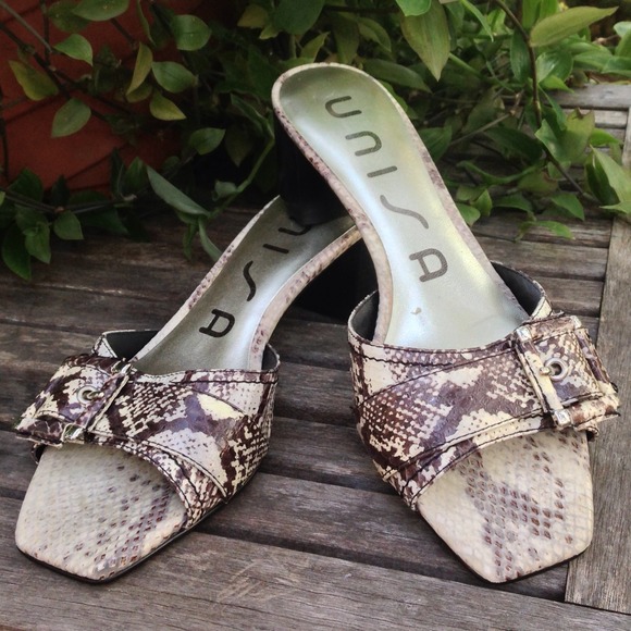 Unisa Snakeskin Open-Toe Shoe