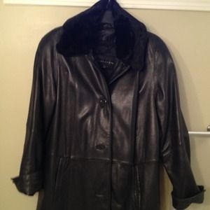 Ladies Black Leather Coat