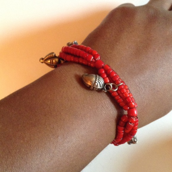 Bedouin Red Coral Beaded Bracelet - Picture 3 of 4