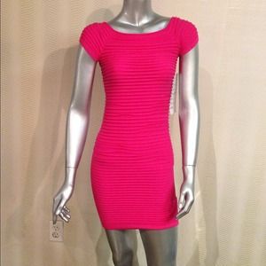 One Size Stretch Hot Pink Bodycon Dress