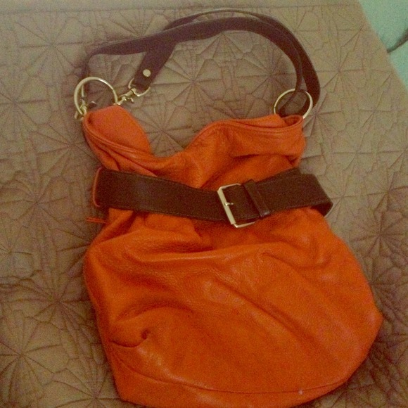 Custom made orange leather slouch bag!