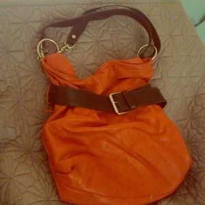Custom made orange leather slouch bag!