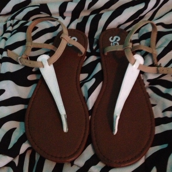 White & Tan Sandals