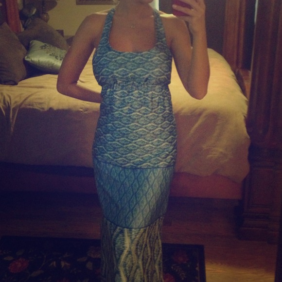 Blue Satin Maxi dress