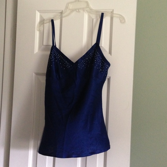 Navy blue party top with small crystal detail
