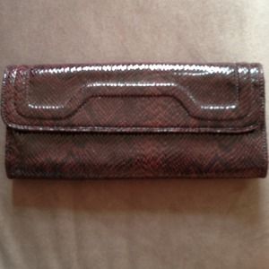 Banana republic faux snakeskin brown clutch