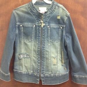 Jean jacket with diamond rhinestones