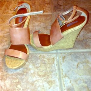 Tan wedge heels