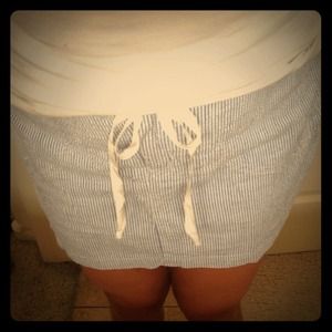 White and blue striped skort.