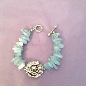handcrafted genuine larimar and Swarovski