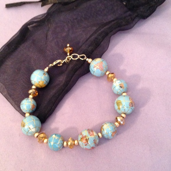 Handcrafted unique globe bracelet