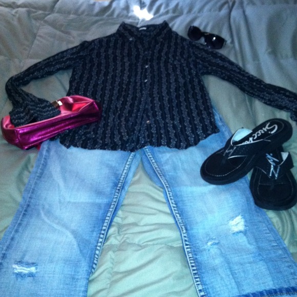 J. Crew -Black long sleeve sheer blouse.