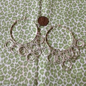 LARGE SILVERTONE HOOPS GEOMETRIC TRENDY