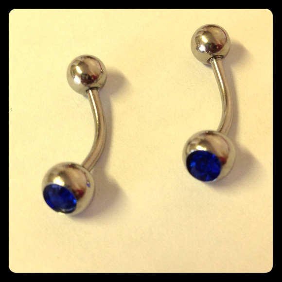 BLUE GEM belly button rings