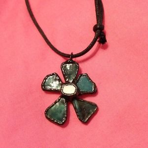 Handmade Stain glass flower necklace!