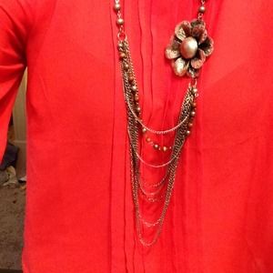 Tarnished silver, handmade, flower necklace!