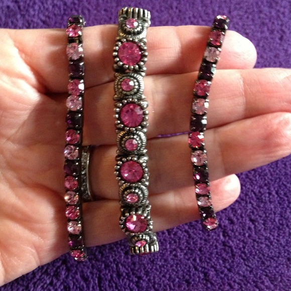 Jewelry - 3 pink rhinestone bracelets!