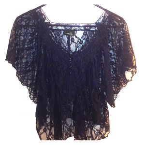 Navy blue lace vintage top