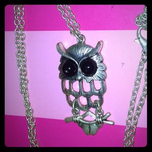 Long style owl necklace