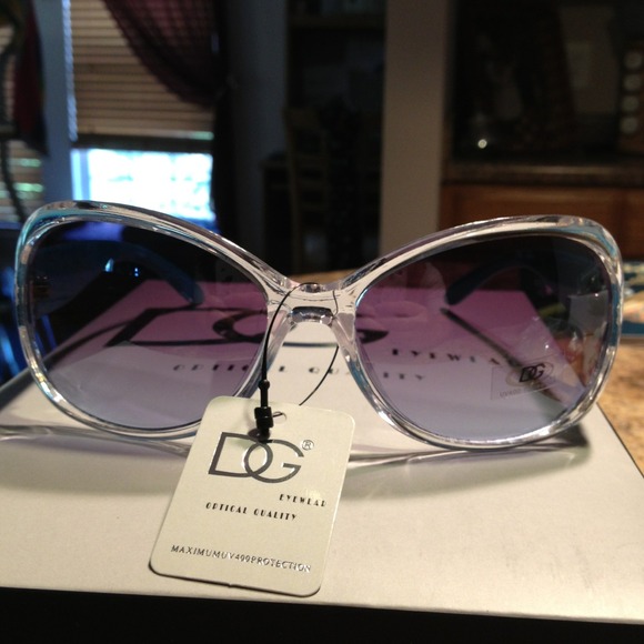 DG Accessories - DG Sunglasses.  Teal / white
