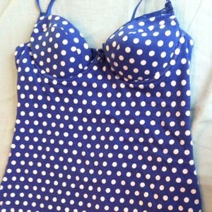 AERIE Royal polka dot tank top