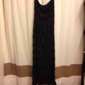 Black Lace Chevron Maxi Dress