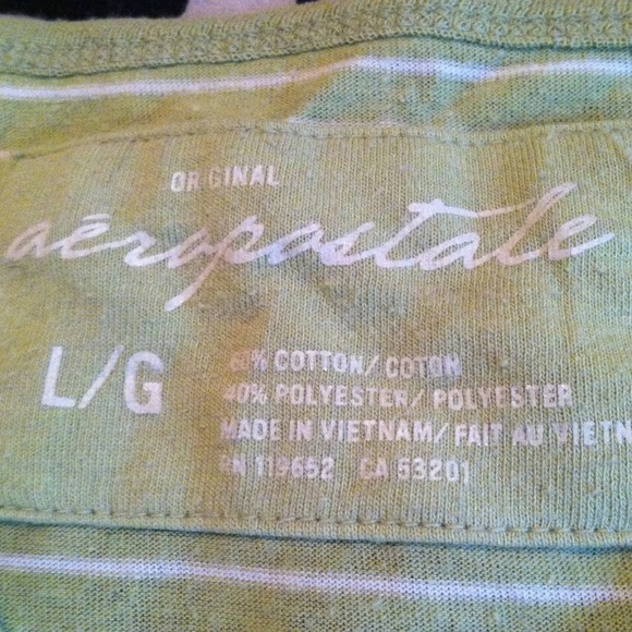 Green and white striped Aeropostale t-shirt - Picture 3 of 4