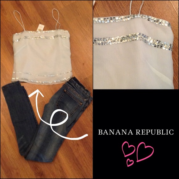 Banana Republic Tops - Banana Republic Silk and Sequin Crop Top