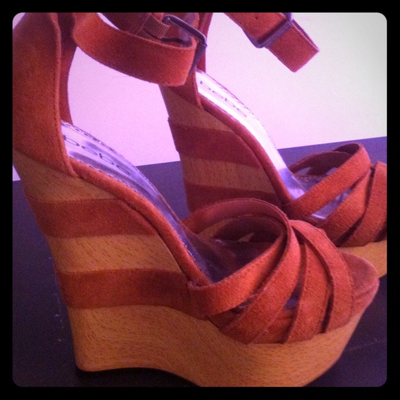 Bebe Wedges! Super high! Worn once 7.5