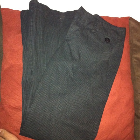 Black with gray pin striped dress pants. Size 9