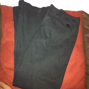 Black with gray pin striped dress pants. Size 9