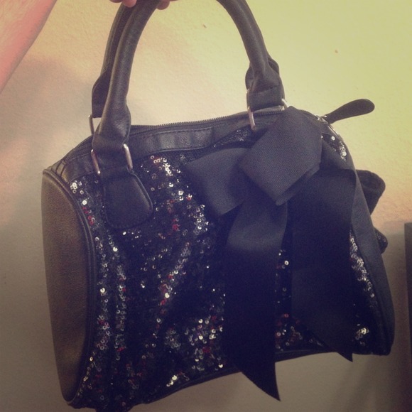Black sequined handbag
