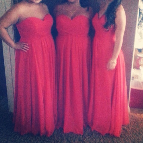 NEW PRICE!Red Chiffon Gown: size 14 & 4! Must Sale