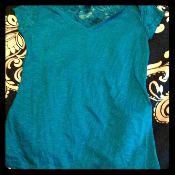 Teal Back Lace Shirt - Picture 1 of 3