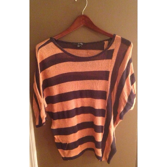 Burnt Orange and Navy Striped Sweater