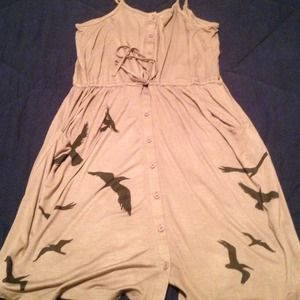Size XS Olive Green Bird Printed Dress