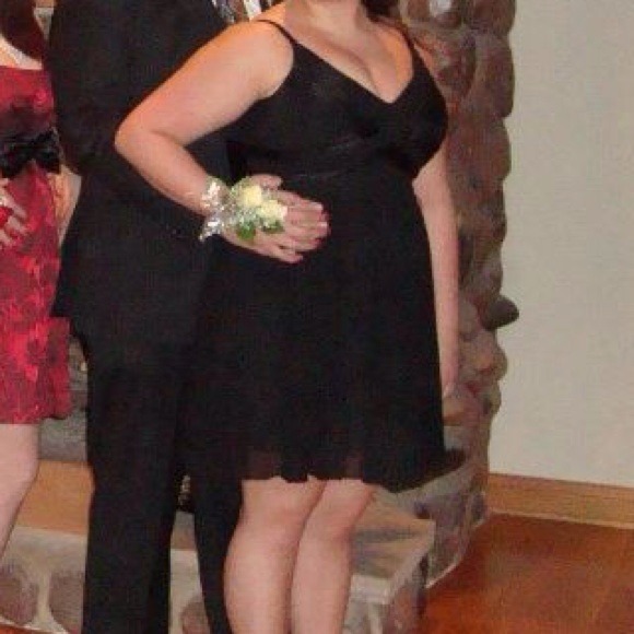 Black criss cross satin dress