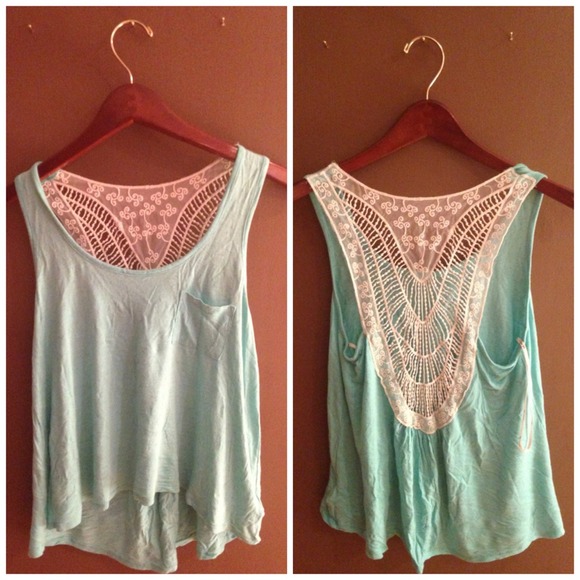 Sea Foam and Lace Tank Top